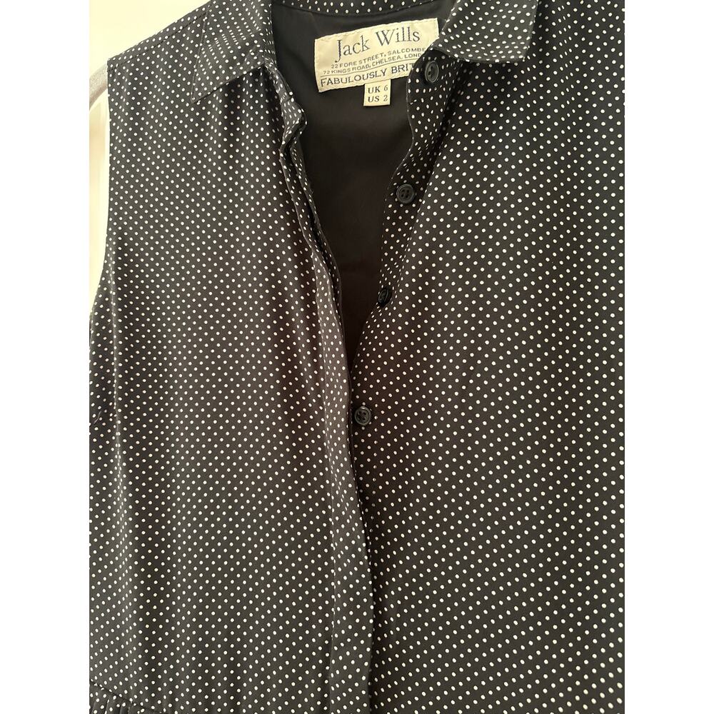 Jack Wills Black White Polka Dot Sleeveless Pleated Shirt Dress Women’s US 2 - Picture 6 of 13